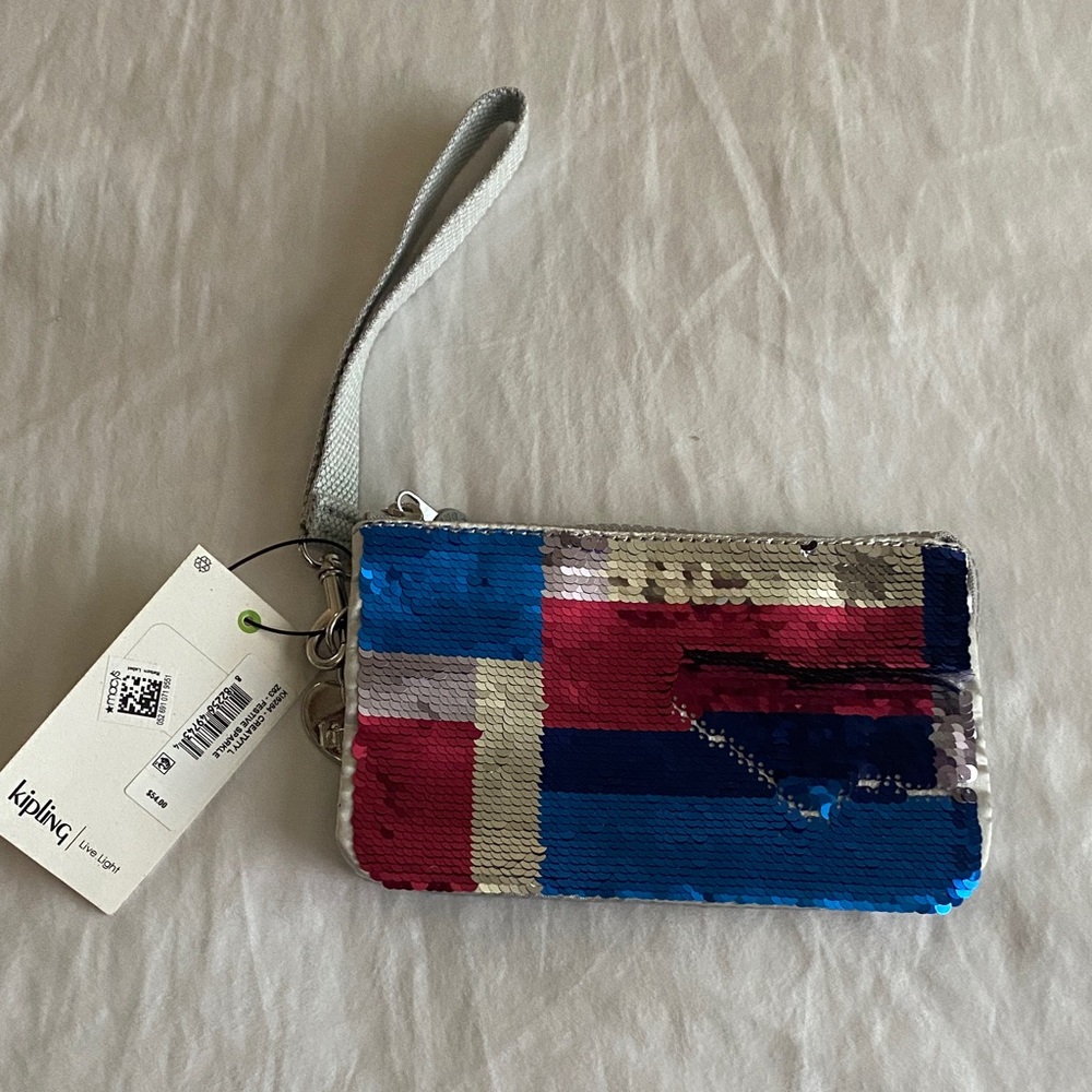 Kipling Colorful Sequin Wristlet